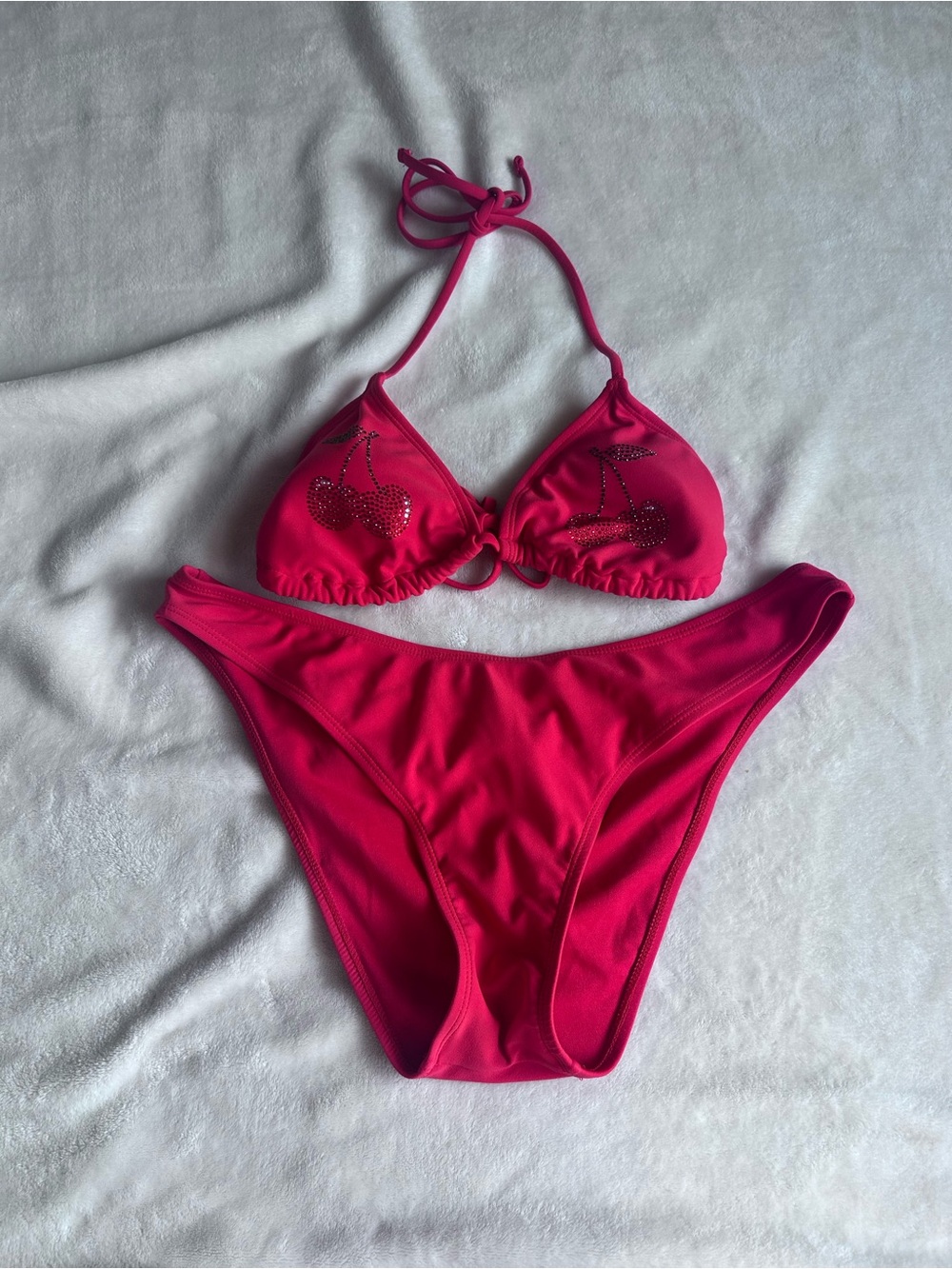 No Boundaries Red Hot Rhinestone Cherry Bikini
